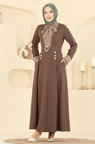 moda selvim Dress 2774SL432 Brown - Thumbnail