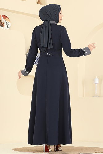 moda selvim الفستان كحلي 2774SL432 - Thumbnail