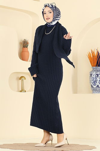 moda selvim Dress 2776AYD574 Navy Blue - Thumbnail
