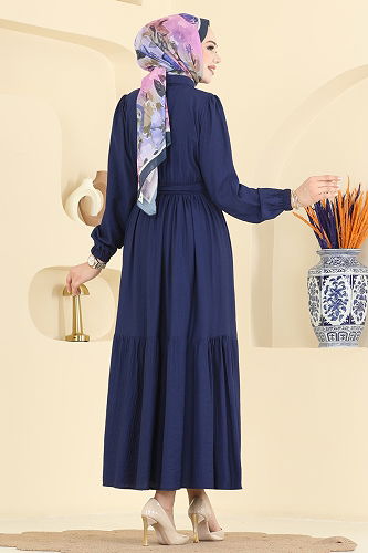 moda selvim Dress 2781AYD574 Navy Blue - Thumbnail