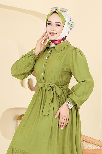 moda selvim Dress 2781AYD574 Pistachio Green - Thumbnail