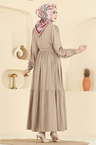moda selvim الفستان بيج 2781AYD574 - Thumbnail