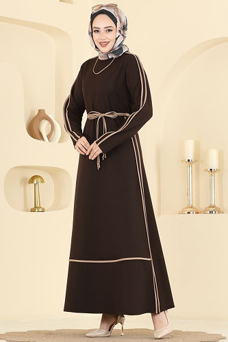 moda selvim Dress 2781SL432 Bitter Brown - Thumbnail