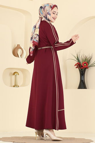 moda selvim الفستان خمري 2781SL432 - Thumbnail