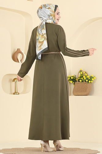 moda selvim Dress 2781SL432 Khaki - Thumbnail