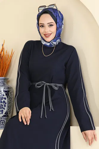 moda selvim Dress 2781SL432 Navy Blue - Thumbnail
