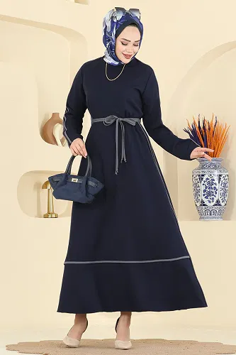 moda selvim Dress 2781SL432 Navy Blue - Thumbnail