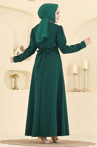 moda selvim Dress 2788SL432 Emerald - Thumbnail