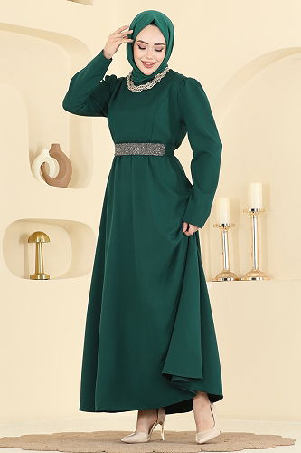 moda selvim Dress 2788SL432 Emerald - Thumbnail