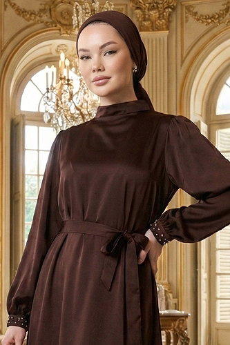 moda selvim Dress 2789AYD969-M Brown - Thumbnail