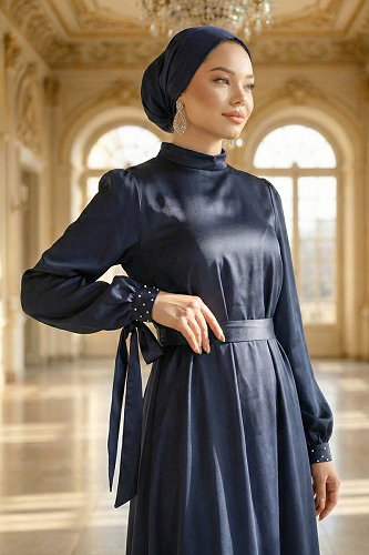 moda selvim Dress 2789AYD969-M Navy Blue - Thumbnail