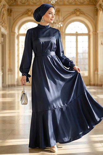 moda selvim الفستان كحلي 2789AYD969-M - Thumbnail