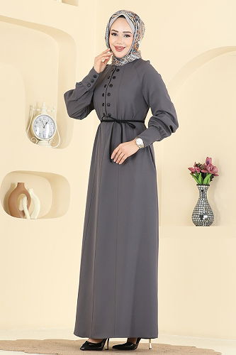 moda selvim Dress 2790SL432 Anthracite - Thumbnail