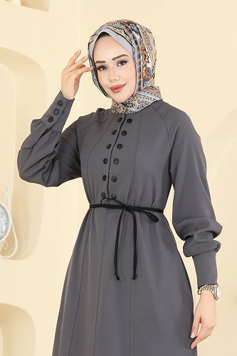 moda selvim Dress 2790SL432 Anthracite - Thumbnail