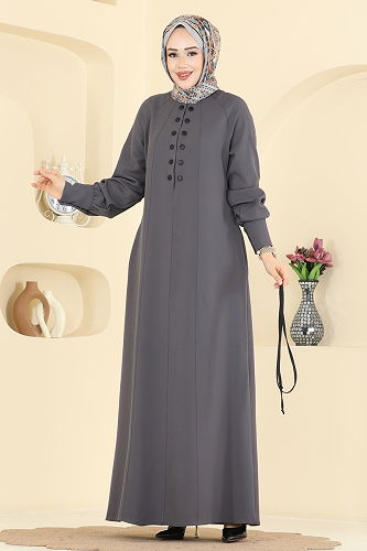 moda selvim الفستان رمادي غامق 2790SL432 - Thumbnail