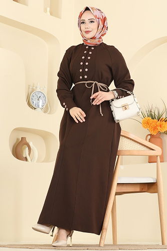 moda selvim Dress 2790SL432 Bitter Brown - Thumbnail