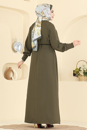 moda selvim الفستان اخضر عفني 2790SL432 - Thumbnail