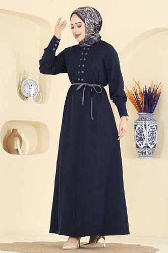 moda selvim Dress 2790SL432 Navy Blue - Thumbnail