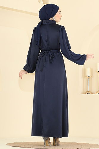 moda selvim Dress 2793AYD574 Navy Blue - Thumbnail