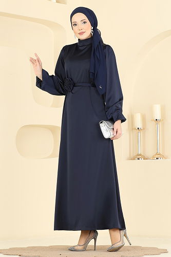 moda selvim الفستان كحلي 2793AYD574 - Thumbnail