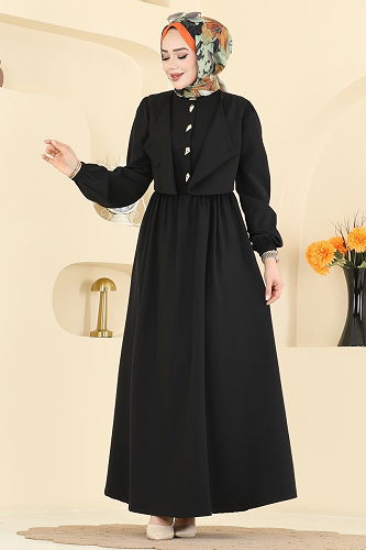 moda selvim Dress 2805SL432 Black - Thumbnail
