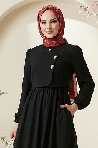 moda selvim Dress 2805SL432 Black - Thumbnail