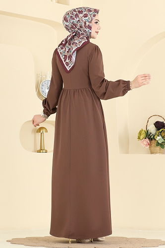 moda selvim Dress 2805SL432 Brown - Thumbnail