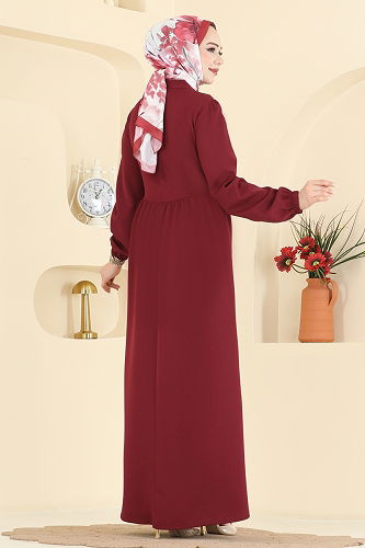 moda selvim الفستان خمري 2805SL432 - Thumbnail