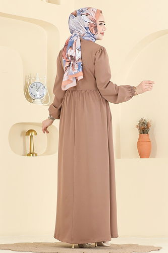 moda selvim الفستان بيج غامق 2805SL432 - Thumbnail