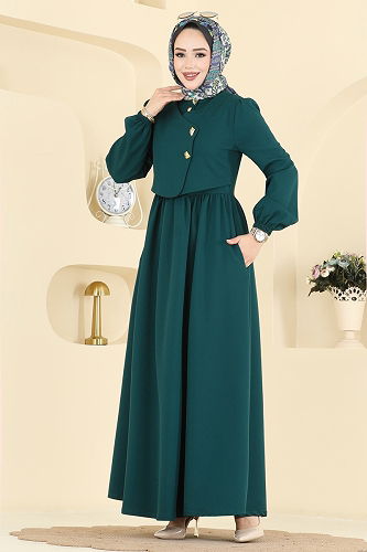 moda selvim Dress 2805SL432 Petroleum - Thumbnail