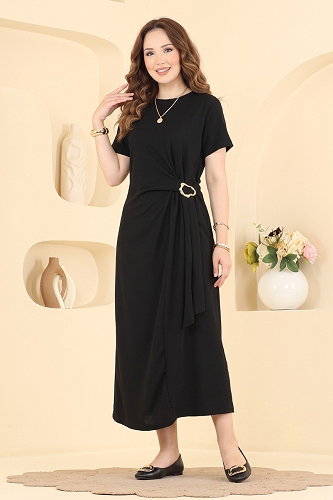 moda selvim Dress 2808AYD574 Black - Thumbnail
