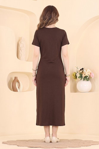 moda selvim الفستان بني 2808AYD574 - Thumbnail