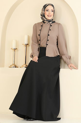 moda selvim Dress 2810SL432 Black & Dark Vision - Thumbnail