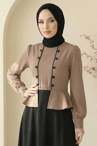 moda selvim Dress 2810SL432 Black & Dark Vision - Thumbnail