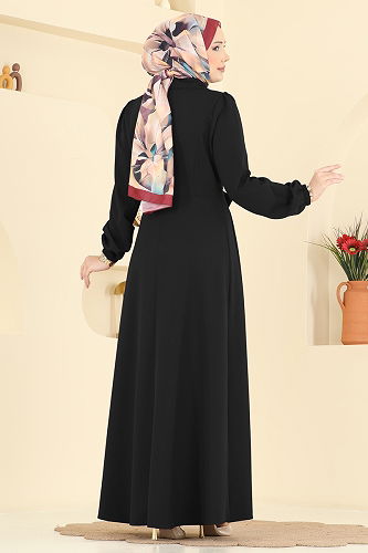 moda selvim الفستان أسود 2812SL432 - Thumbnail