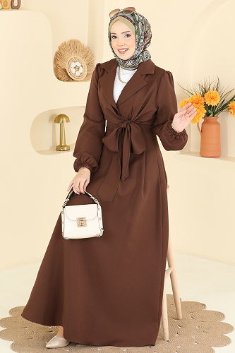 moda selvim Dress 2812SL432 Brown - Thumbnail