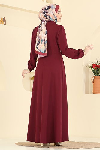 moda selvim الفستان خمري 2812SL432 - Thumbnail