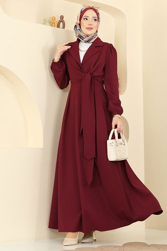 moda selvim الفستان خمري 2812SL432 - Thumbnail