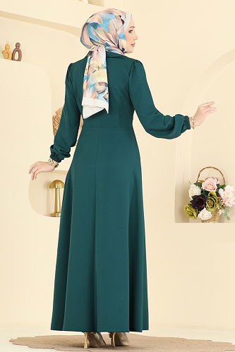 moda selvim Dress 2812SL432 Petroleum - Thumbnail