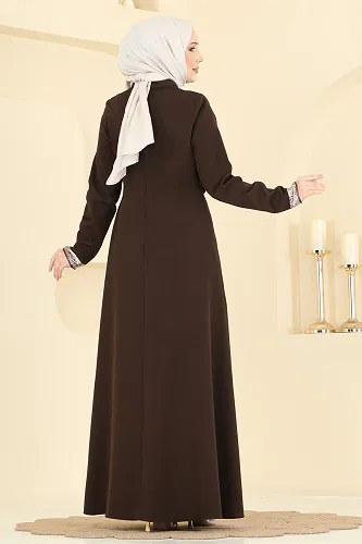 moda selvim Dress 2818SL432 Bitter Brown - Thumbnail