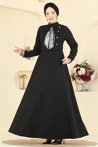 moda selvim Dress 2818SL432 Black - Thumbnail