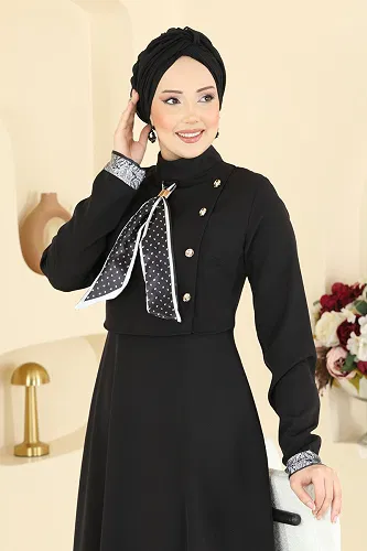 moda selvim Dress 2818SL432 Black - Thumbnail