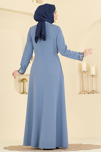 moda selvim Dress 2818SL432 Blue - Thumbnail