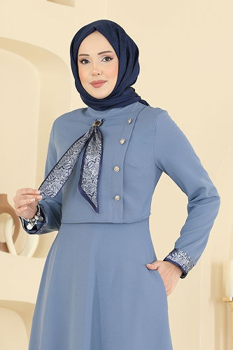 moda selvim الفستان أزرق 2818SL432 - Thumbnail