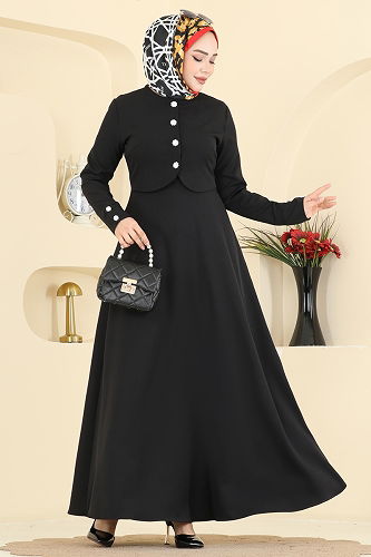 moda selvim Dress 2819SL432 Black - Thumbnail