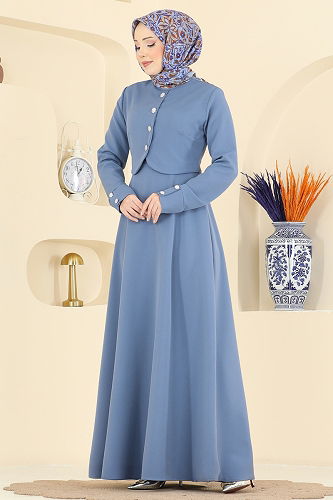 moda selvim الفستان أزرق 2819SL432 - Thumbnail