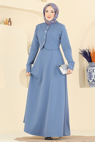 moda selvim الفستان أزرق 2819SL432 - Thumbnail