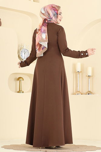 moda selvim الفستان بني 2819SL432 - Thumbnail