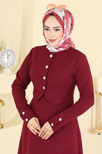 moda selvim الفستان خمري 2819SL432 - Thumbnail