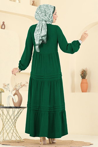 moda selvim Dress 2833SLK540 Emerald - Thumbnail